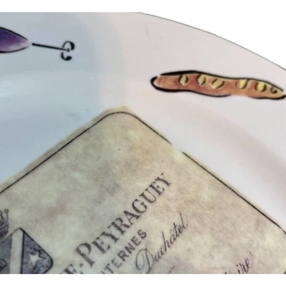 Rosanna Chateau Haut Bages & Lafaurie-Peyraguey 8 Plate Set 7” Italy Gold Rim - Picture 14 of 14